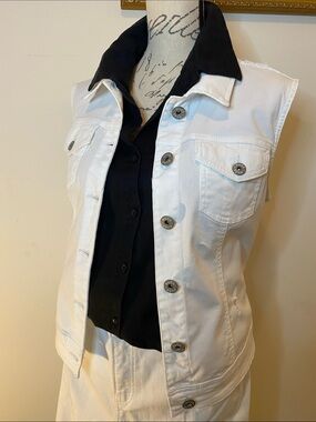 Mudd White Sleeveless Denim Jacket / Vest with Lace Back